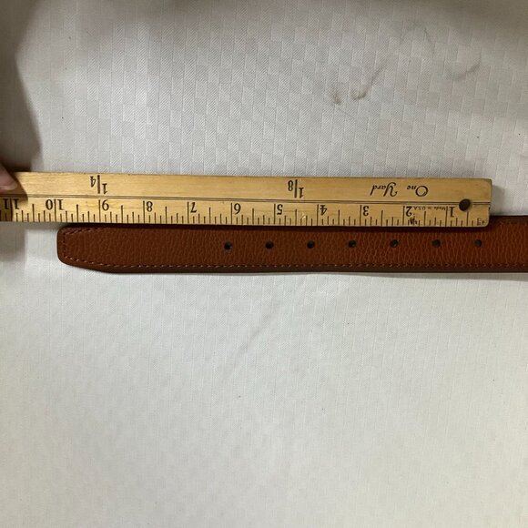 Goodfellow & Co Men's Large Tan With Stitch A Shiny Metal Buckle Leather Belt - Picture 6 of 9